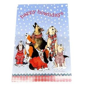 Holiday Cards‎ Leanin Tree Cards Happy Howlidays 3D Howling Dogs 8 Each Open Box